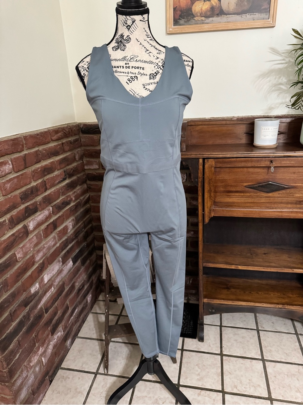 Fabletics Motion365+ Jumpsuit Onesie Stormcloud Gray L NWT